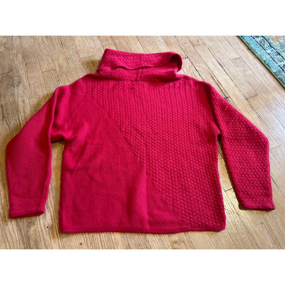 KENAR Turtleneck Sweater Wool Angora Rabbit Hair Red Long Sleeve Women Size L - Picture 5 of 5